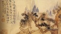 Shitao en méditation au pied des montagnes impossible 1695 traditionnelle chinoise